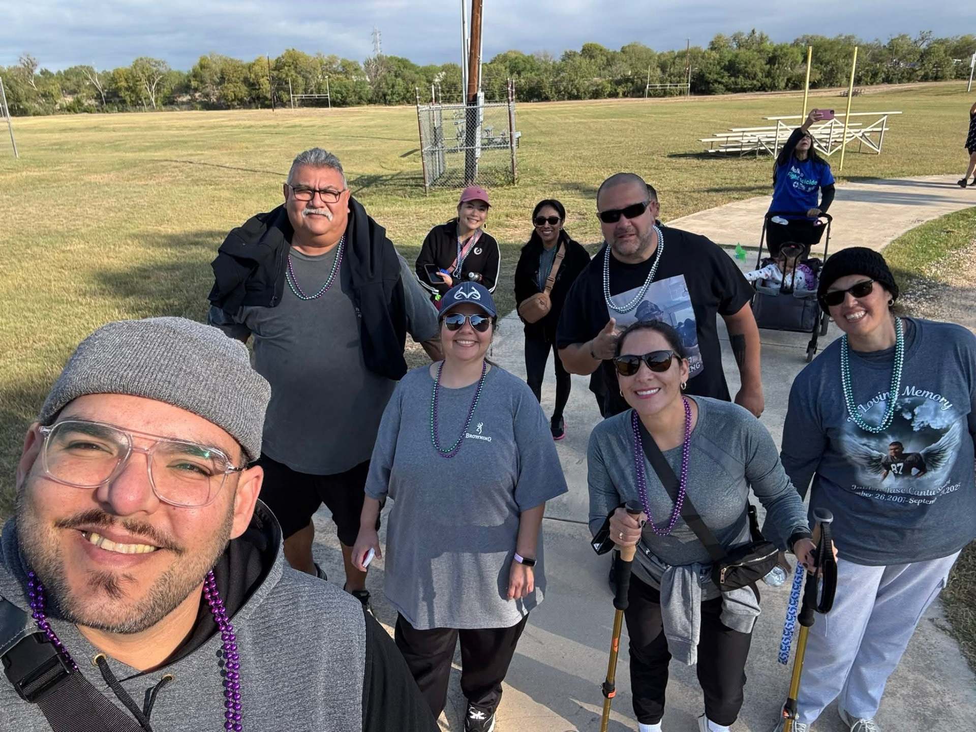 Group selfie of walkers at a memorial community walk
