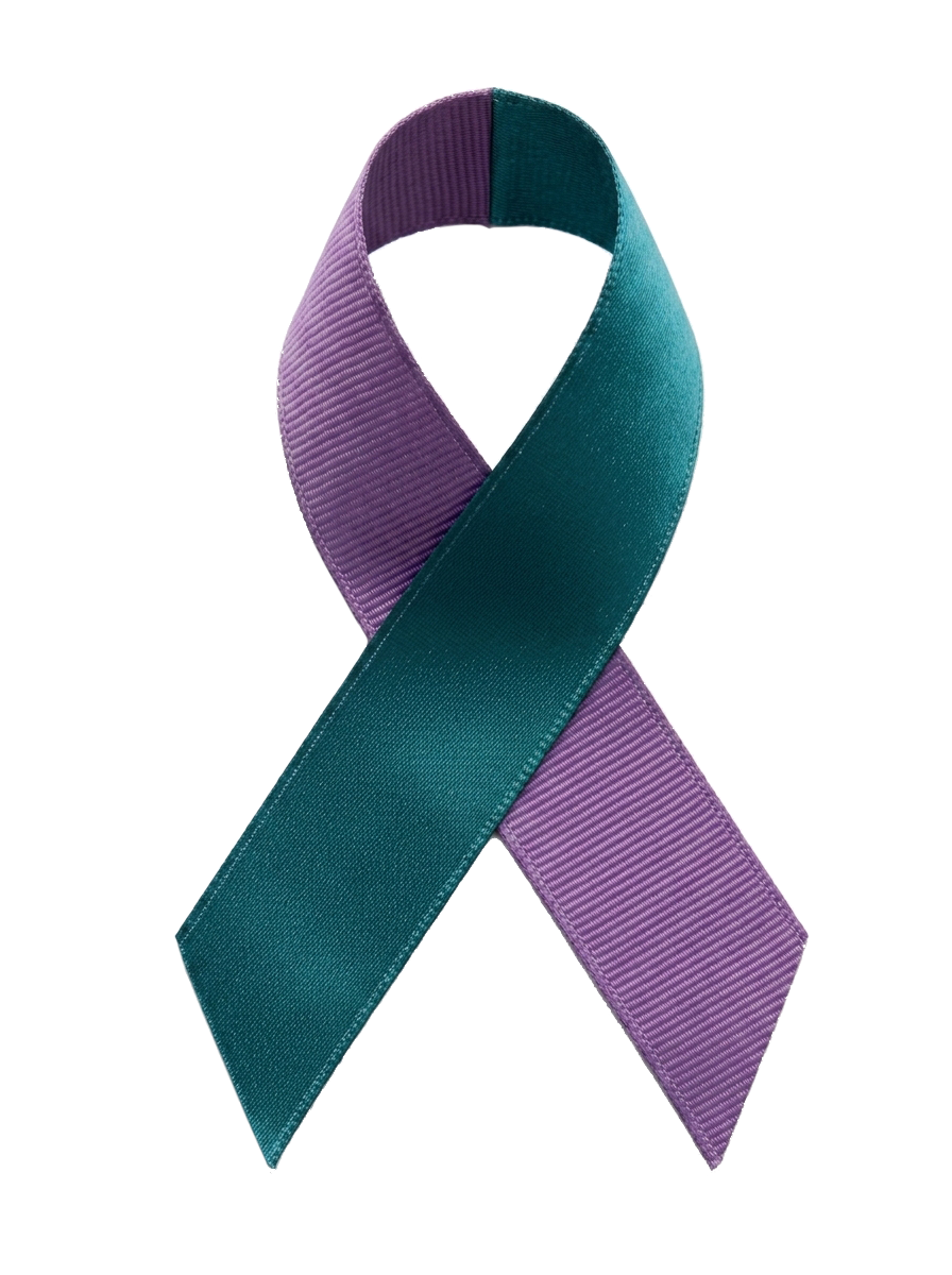 Purple and teal awareness ribbon